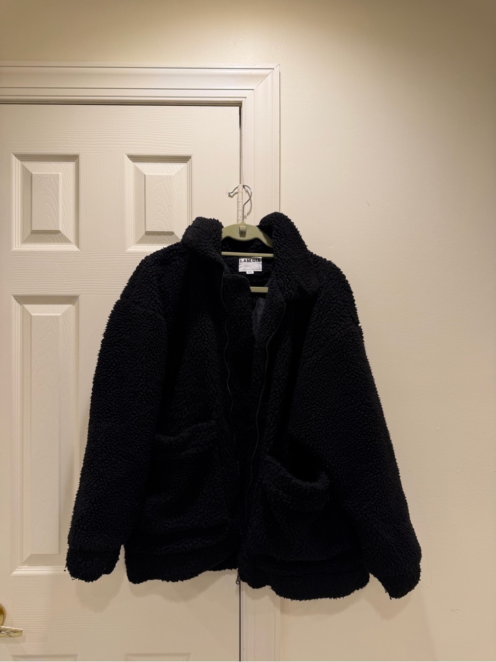 Black Sherpa Zip-Up Jacket